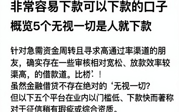 非常容易下款可以下款的口子,概览5个无视一切是人就下款