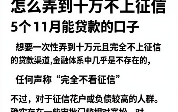 怎么弄到十万不上征信,详尽说明5个11月能贷款的口子