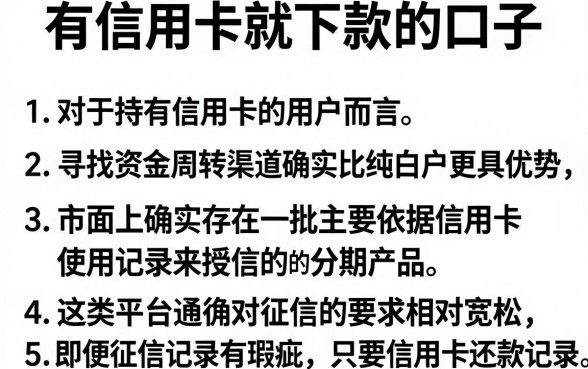 有信用卡就下款的口子，条列5个无视双黑能下的分期贷