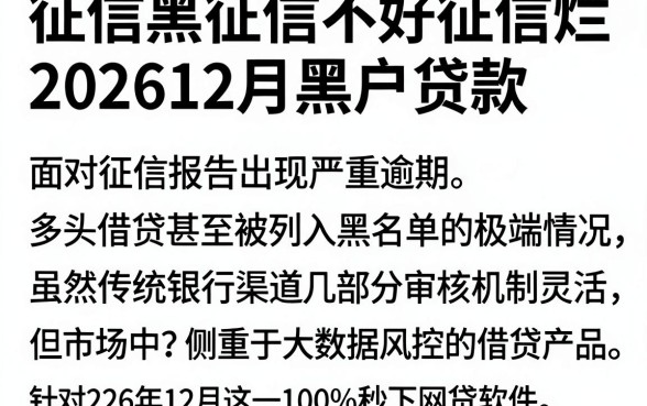 征信黑征信不好征信烂202612月黑户贷款,详尽说明5个无视征信黑白100%秒下网贷软件