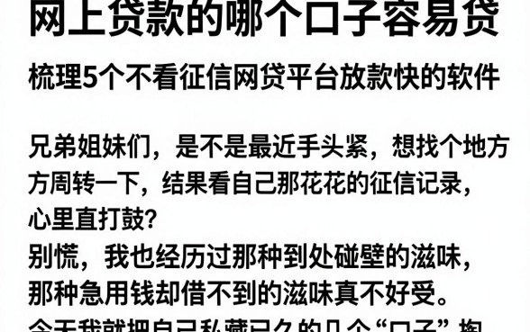网上贷款的哪个口子容易贷,梳理5个不看征信网贷平台放款快的软件