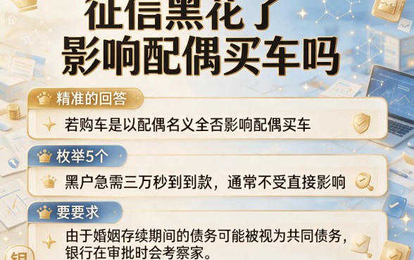 征信黑花了影响配偶买车吗，枚举5个黑户急需三万秒到的的软件