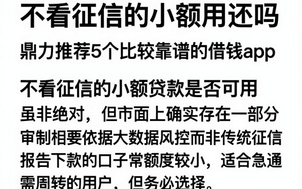 不看征信的小额用还吗,鼎力推荐5个比较靠谱的借钱app