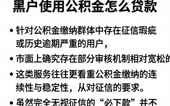 黑户使用公积金怎么贷款，条列五个高炮双黑逾期必下款软件