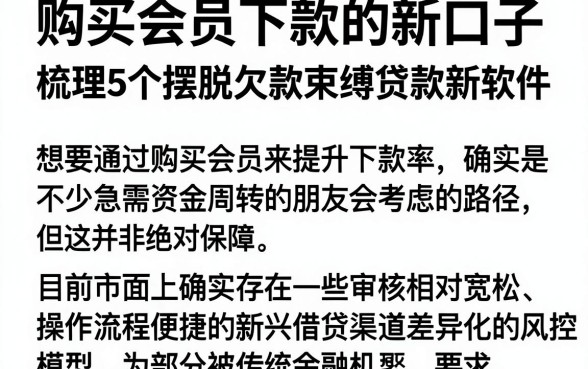购买会员下款的新口子，梳理5个摆脱欠款束缚贷款新软件