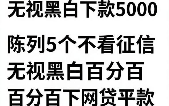 无视黑白下款5000，陈列5个不看征信无视黑白百分百下款网贷平台