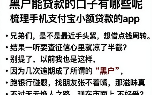 黑户能贷款的口子有哪些呢,梳理五个手机支付宝小额贷款的app