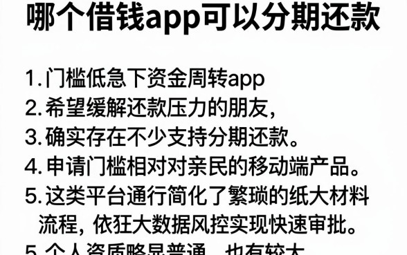 哪个借钱app可以分期还款，条列5个门槛低易下款app