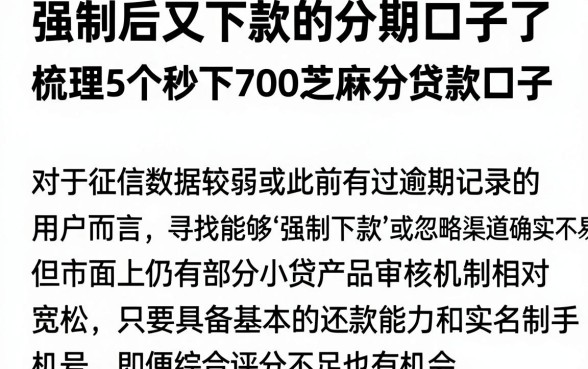 强制后又下款的分期口子了,梳理5个秒下700芝麻分贷款口子