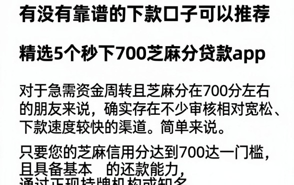 有没有靠谱的下款口子可以推荐,精选5个秒下700芝麻分贷款app
