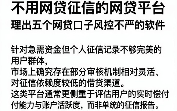 不用网贷征信的网贷平台,理出五个网贷口子风控不严的软件