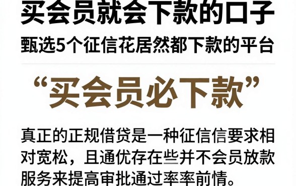 买会员就会下款的口子,甄选5个征信花居然都下款的平台