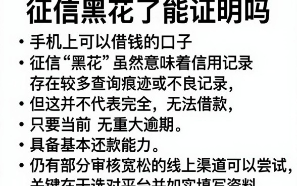 征信黑花了能证明吗,条列五个手机上可以借钱的口子