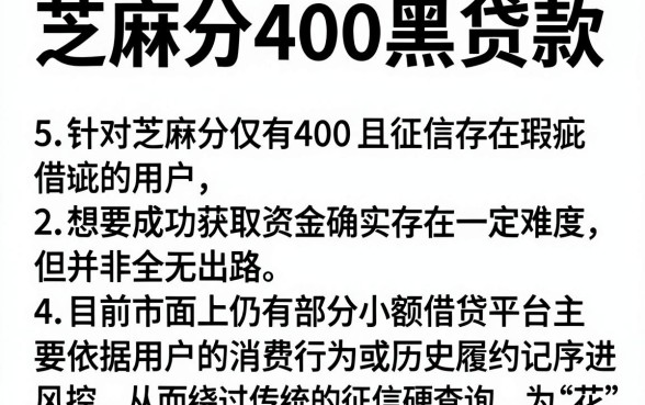 芝麻分400黑贷款，归纳5个不看征信小额借钱的口子