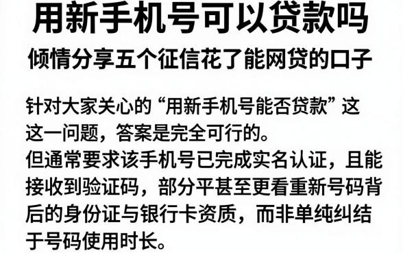用新手机号可以贷款吗,倾情分享五个征信花了能网贷的口子
