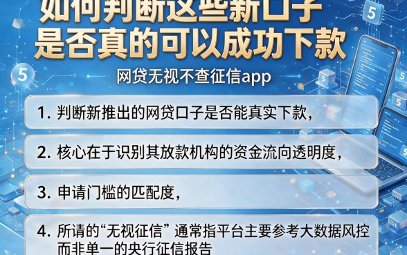 如何判断这些新口子是否真的可以成功下款,详尽说明5个网贷无视不查征信app