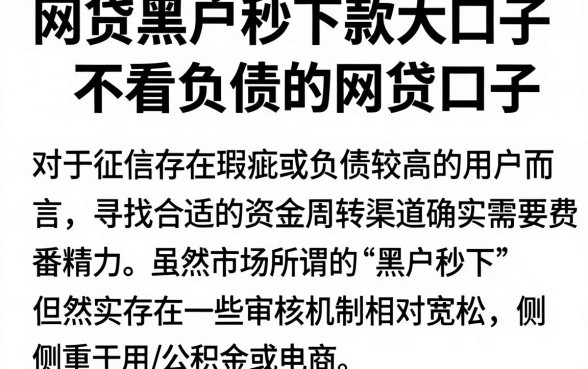 网贷黑户秒下款大口子,整理五个不看负债的网贷口子