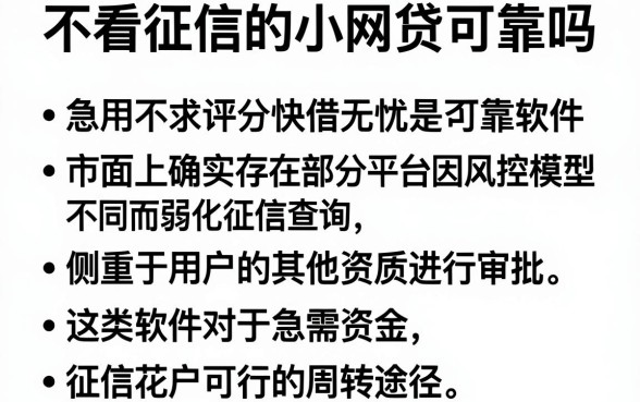 不看征信的小网贷可靠吗,条列五个急用不求评分快借无忧的软件