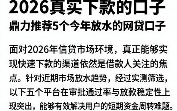 2026真实下款的口子,鼎力推荐5个今年放水的网贷口子