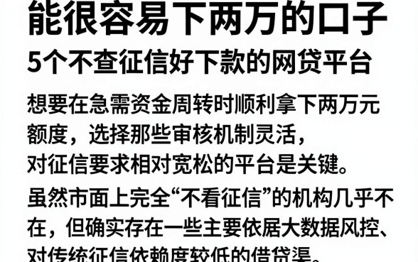 能很容易下两万的口子,详尽说明5个不查征信好下款的网贷平台
