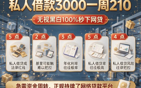 私人借款3000一周210，枚举5个无视黑白100%秒下网贷