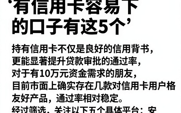有信用卡容易下的口子有这5个，整理五个贷款10万比较容易的平台