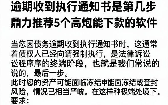 逾期收到执行通知书是第几步,鼎力推荐5个高炮能下款的软件