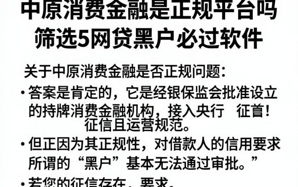 中原消费金融是正规平台吗,筛选5个网贷黑户必过软件