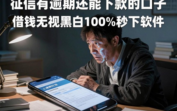 征信有逾期还能下款的口子，整合5个借钱无视黑白100%秒下软件