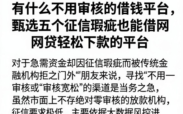 有什么不用审核的借钱平台，甄选五个征信瑕疵也能借网贷轻松下款的平台