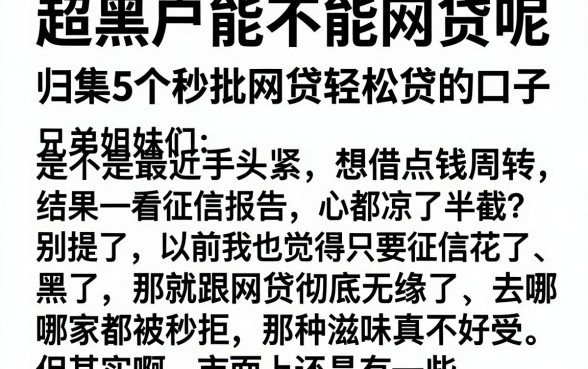 超黑户能不能网贷呢，归集5个秒批网贷轻松贷的口子
