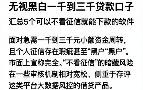 无视黑白一千到三千贷款口子,汇总5个可以不看征信就能下款的软件