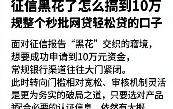 征信黑花了怎么搞到10万,规整五个秒批网贷轻松贷的口子