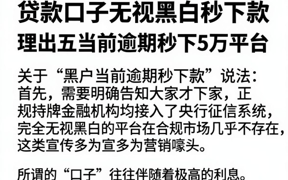贷款口子无视黑白秒下款,理出五个黑户当前逾期秒下5万平台