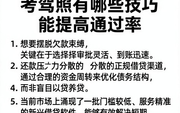 考驾照有哪些技巧能提高通过率,详细阐述5个摆脱欠款束缚贷款新软件