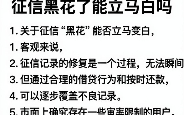 征信黑花了能立马白吗,汇整5个不看负债的网贷软件
