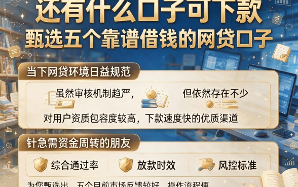 还有什么口子可下款,甄选五个靠谱借钱的网贷口子