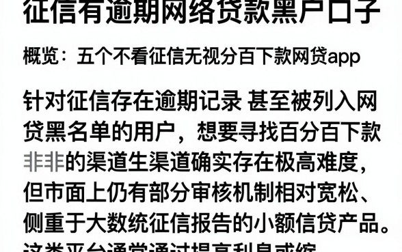 征信有逾期网络贷款黑户口子,概览五个不看征信无视黑白百分百下款网贷app