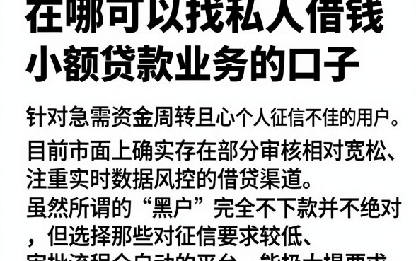 在哪可以找私人借钱,详细阐述5个黑户可快速办理小额贷款业务的口子