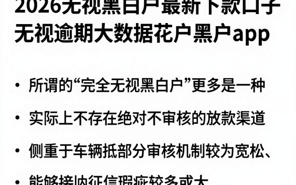 2026无视黑白户最新下款口子,详细阐述五个无视逾期大数据花户黑户app
