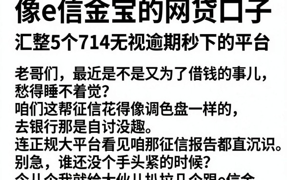 像e信金宝的网贷口子，汇整5个714无视逾期秒下的平台
