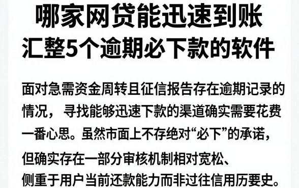 哪家网贷能迅速到账,汇整5个逾期必下款的软件