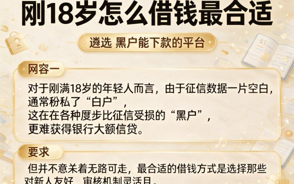 刚18岁怎么借钱最合适，遴选五个黑户能下款的平台