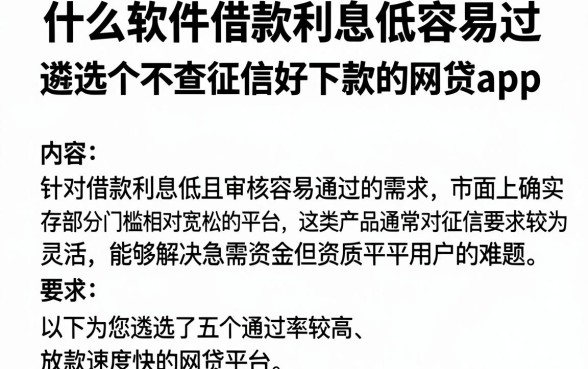 什么软件借款利息低容易过,遴选五个不查征信好下款的网贷app