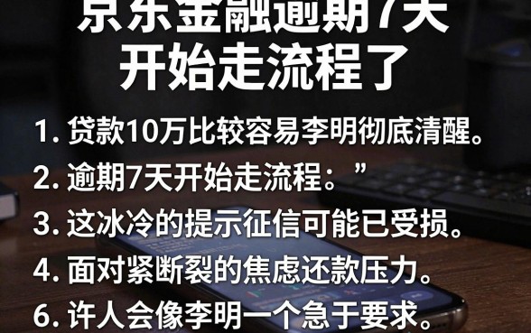 京东金融逾期7天开始走流程了,条列五个贷款10万比较容易的软件