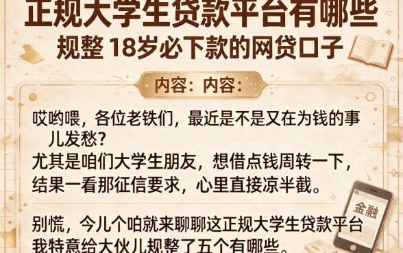 正规大学生贷款平台有哪些,规整五个18岁必下款的网贷口子
