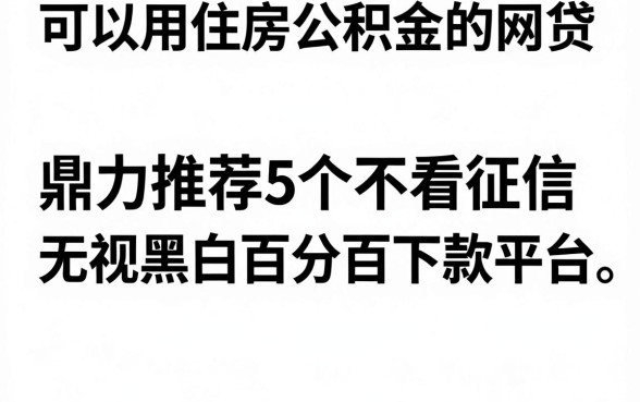 可以用住房公积金的网贷，鼎力推荐5个不看征信无视黑白百分百下款平台