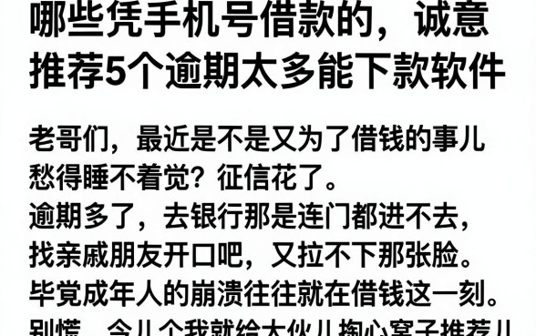 哪些凭手机号借款的,诚意推荐5个逾期太多能下款软件