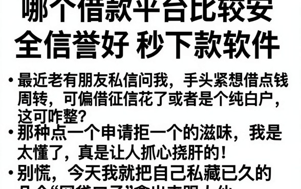 哪个借款平台比较安全信誉好通过,归纳五个新号易贷速审秒下款软件