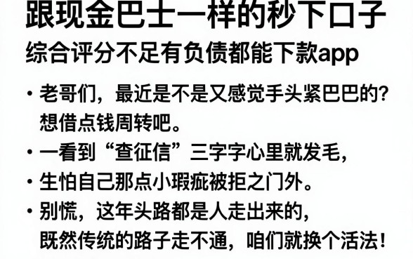 跟现金巴士一样的秒下口子,胪列五个综合评分不足有负债都能下款app